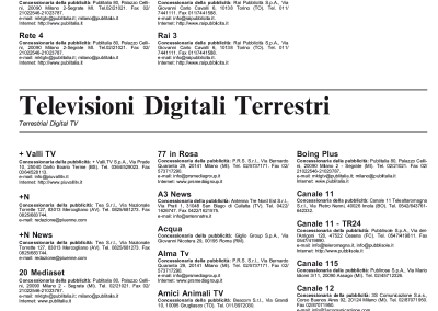 DATI E TARIFFE PUBBLICITARIE Televisioni Digitali